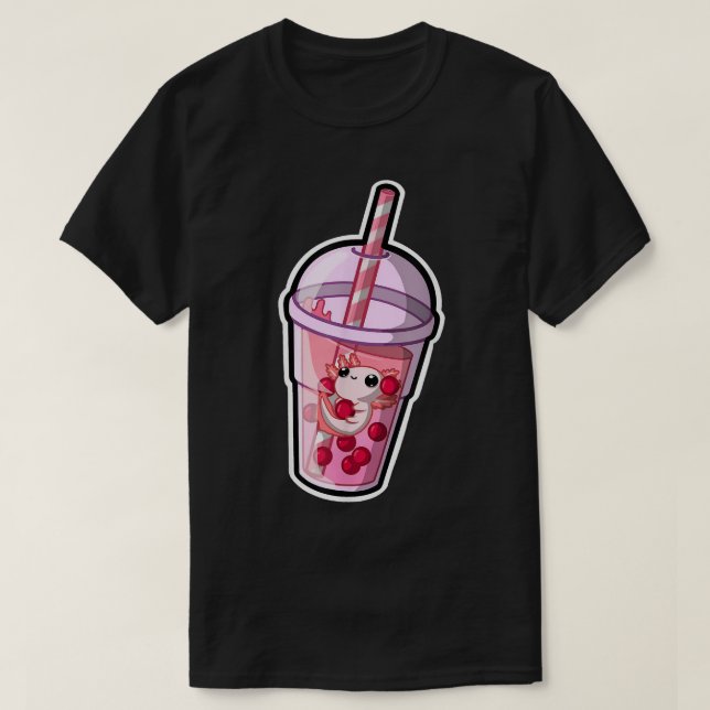 Camiseta Boba Axolotl Kawaii Axolotl Lover Bubble Tea Japão (Frente do Design)