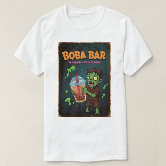Camiseta Boba Bar – The Undead’s Favorite Drink! T-Shirt (Frente do Design)