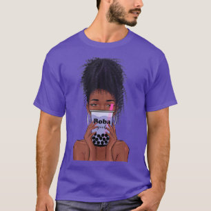 Camiseta Boba Black Girl Bubble Tea Anime Kawaii Cute Boba