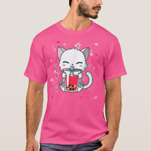 Camiseta Boba  Boba Cat Drinking Boba Cute Anime Girl Kawai