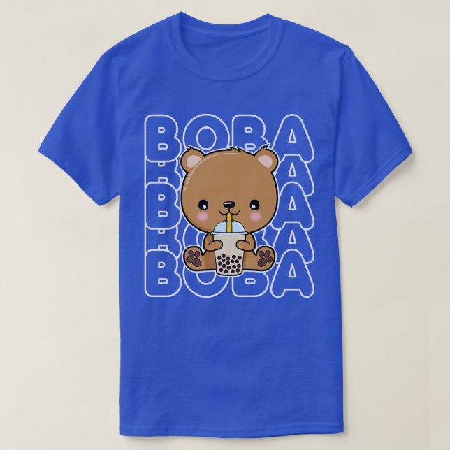 Camiseta Boba Bubble Milk Tea Cute Anime Urso Justo Meninas (Frente do Design)