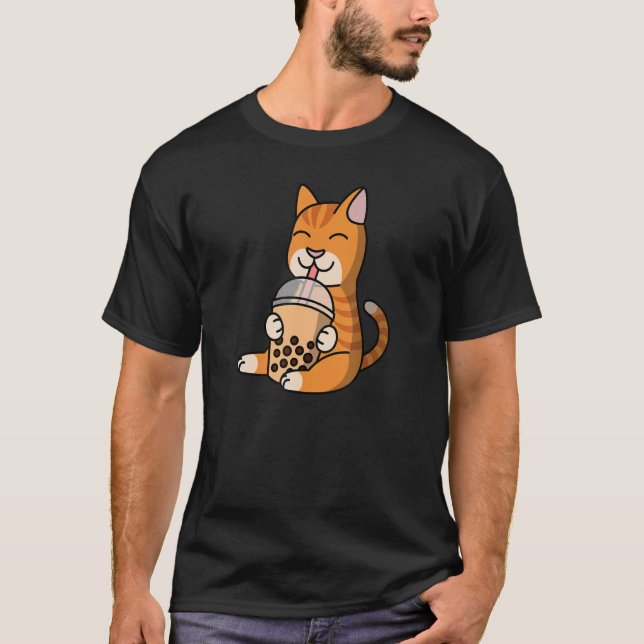 Camiseta Boba Bubble Milk Tea Ginger Cat Pet (Frente)