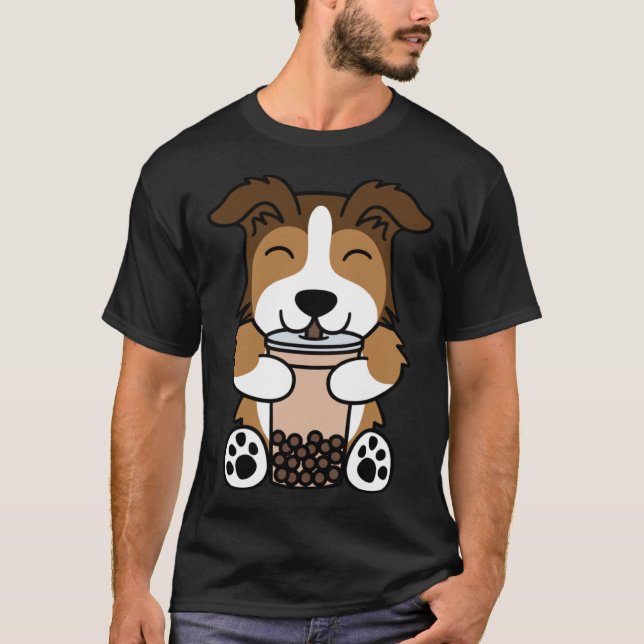 Camiseta Boba Bubble Milk Tea Shetland Sheepdog (Frente)
