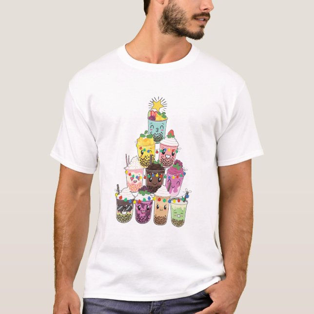 Camiseta Boba Bubble Tea Christmas Tree (Frente)