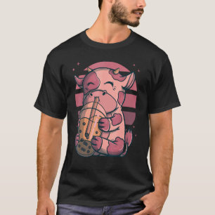 Camiseta Boba Bubble Vacas De Chá Rosa Sunset