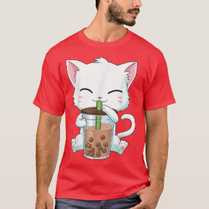 Camiseta Boba Cat Bebendo Boba Kitten Kawaii Kitt Japonês