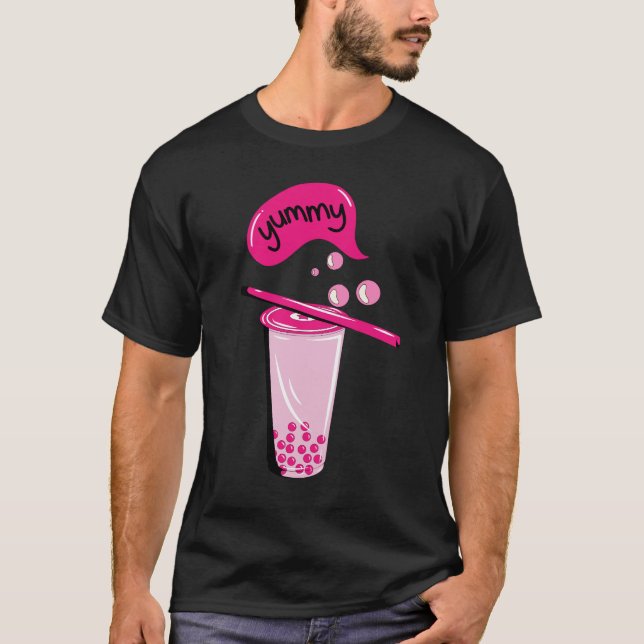 Camiseta boba chá bble leite matcha chá chá rosa amante de  (Frente)