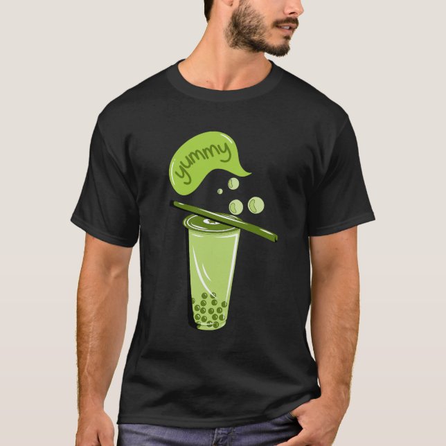 Camiseta boba chá bble leite matcha chá chá verde amante (Frente)