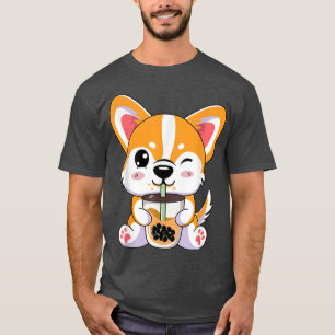 Camiseta Boba Corgi Bebendo Boba Tea Bubble Corgi Kawaii J