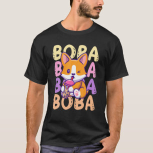 Camiseta Boba Corgi - Bebendo de Cães - Bolha Chá Cream P