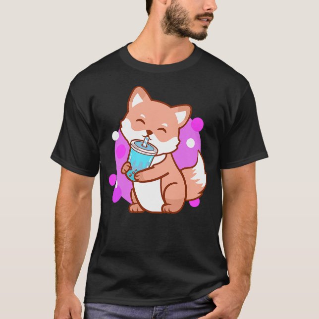 Camiseta Boba Cute Fox Bubble Tea Kawaii Neko Girls Gift (Frente)