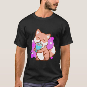 Camiseta Boba Cute Fox Bubble Tea Kawaii Neko Girls Gift