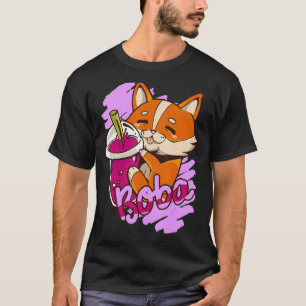 Camiseta boba de animação de chá