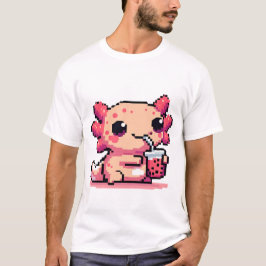 Camiseta Boba de perfuração Axolotl perfeito com pixel