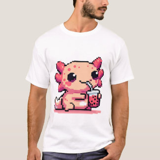 Camiseta Boba de perfuração Axolotl perfeito com pixel