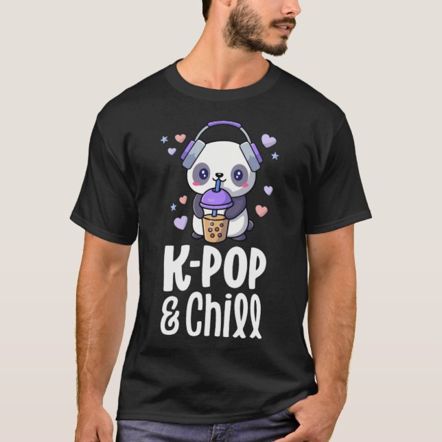 Camiseta Boba e KPop Kawaii Panda Bubble Tea KPop falken (Frente)