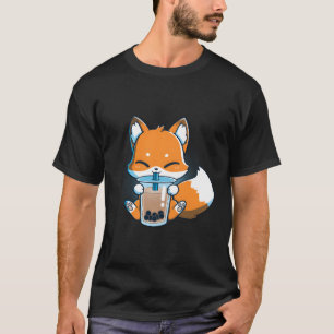 Camiseta Boba Fox Bebendo Kawaii Anime Foxy Japonês