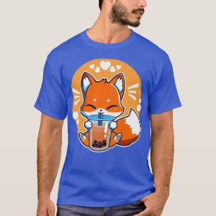Camiseta Boba Fox Bebendo Kawaii Japonês Fox Bubble milk