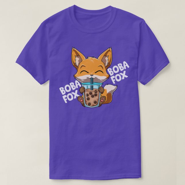 Camiseta Boba Fox Funny Kawaii Bubble Tea  122 (Frente do Design)