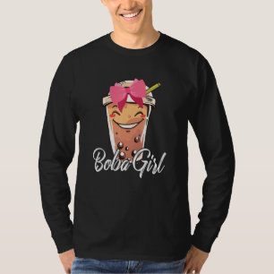 Camiseta Boba Girl Cute Sorrindo Boba Tea Drinker Boba Drin