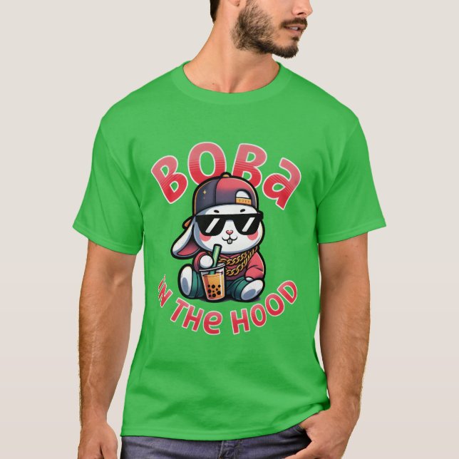Camiseta Boba in the Hood Cool 90s Hip Hop Bubbleea Rab ret (Frente)