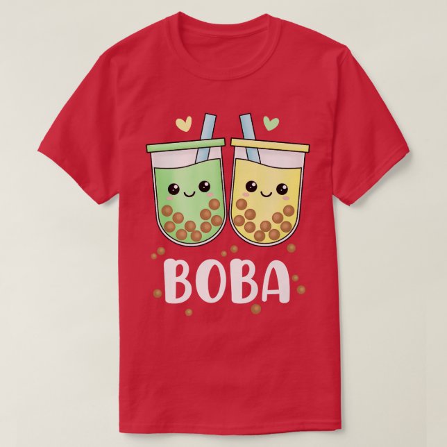Camiseta Boba Milk Tea Kawaii Cute Boba Tapioca Balls Girls (Frente do Design)