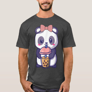 Camiseta Boba Panda Bebendo Cute Kawaii Japonês