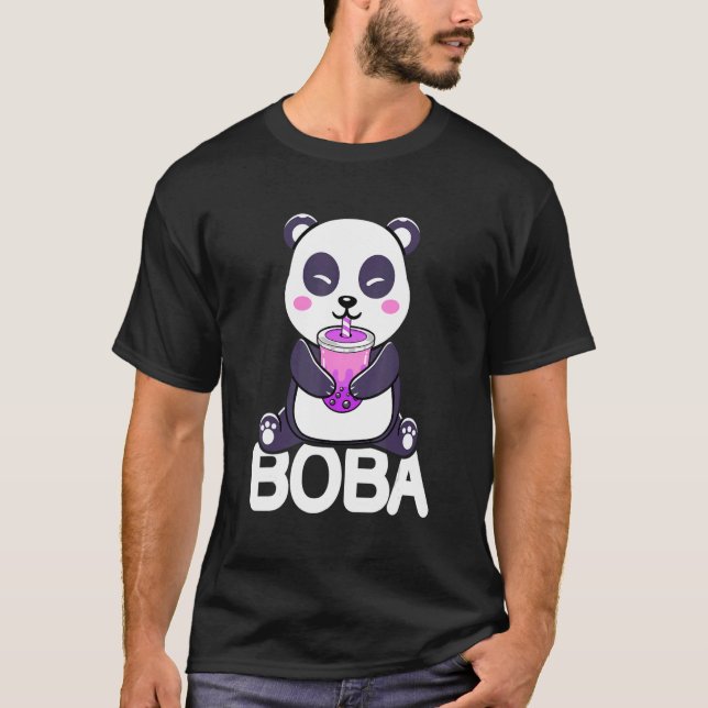 Camiseta Boba Panda Cute Bubble Tea Neko Meninas Adolescent (Frente)