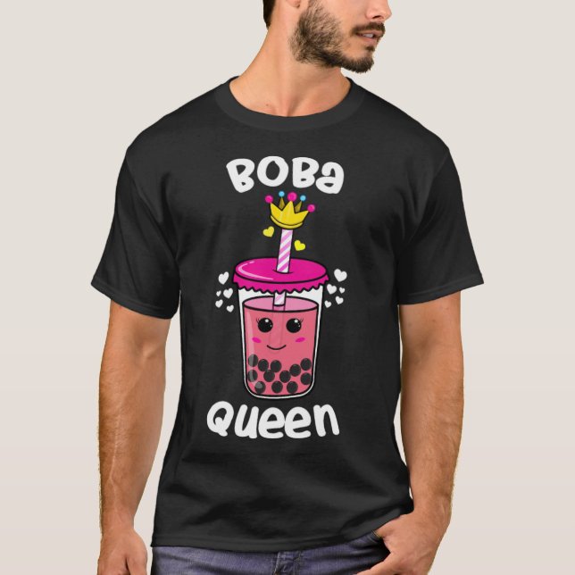 Camiseta Boba Queen Bubble Tea amadurece animais bibi e tin (Frente)