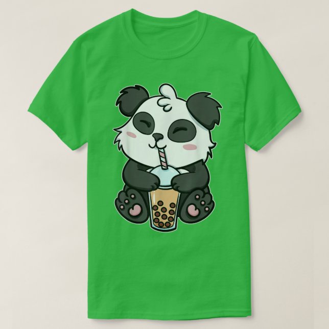 Camiseta Boba Tapioca Pérolas Bolhas Leite Tea Beber Panda  (Frente do Design)