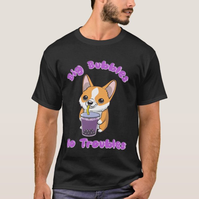 Camiseta Boba Tea Big Bubbles Sem Problemas Corgi Bubble mi (Frente)