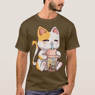 Camiseta Boba Tea Bubble Cat Kawaii Neko Anime Cat Bob