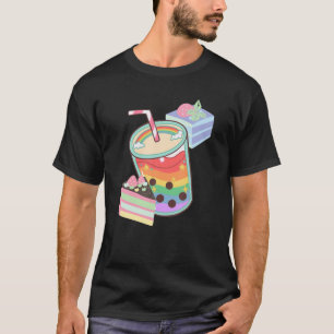 Camiseta Boba Tea Bubble milk Kawaii Tapioca Rainbow Aesthe