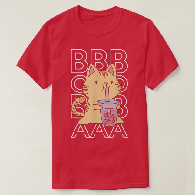 Camiseta Boba Tea Bubble Tea Anime Cat  (Frente do Design)