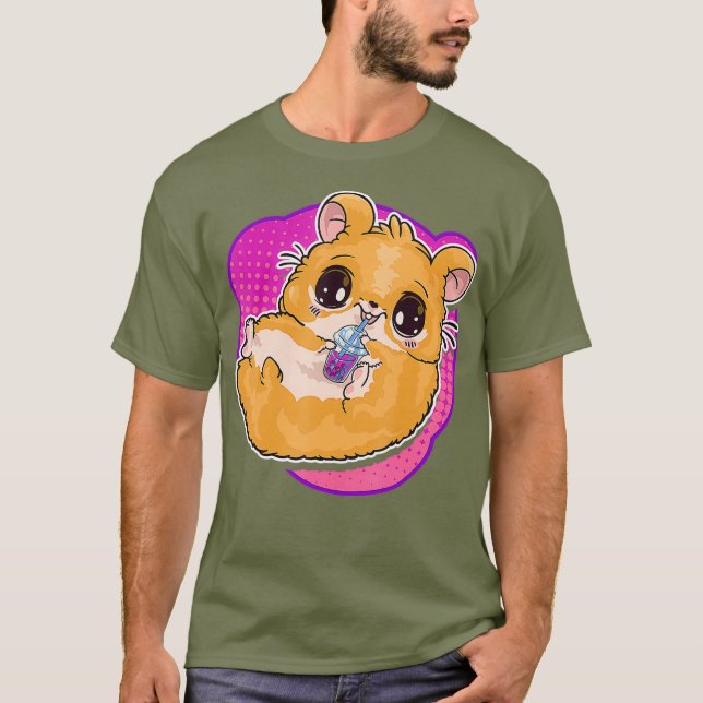 Camiseta Boba Tea Bubble Tea Cute Kawaii Hamster Gift (Frente)