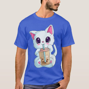 Camiseta Boba Tea Cat Animes Para Mulheres, Kawaii Bubble