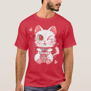 Camiseta Boba Tea Cat Bubble Tea Cat Kawaii Anime Neko Girl