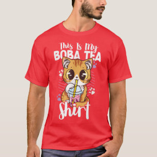 Camiseta Boba Tea Cat Bubble Tea Kawaii Anime Japonês