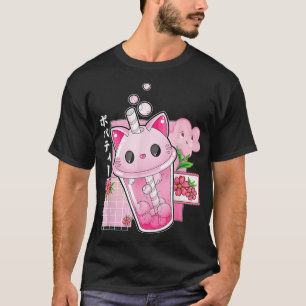 Camiseta Boba Tea Cat Bubble Tea Kawaii Anime Japonesa
