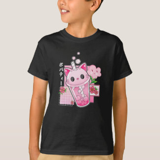Camiseta Boba Tea Cat Bubble Tea Kawaii Anime Japonesa