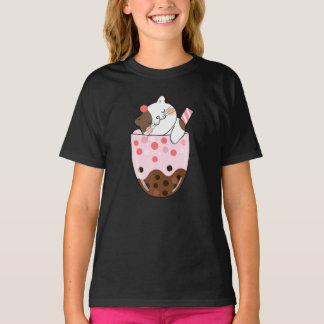 Camiseta Boba Tea Cat Bubble Tea Kawaii Anime Japonesa