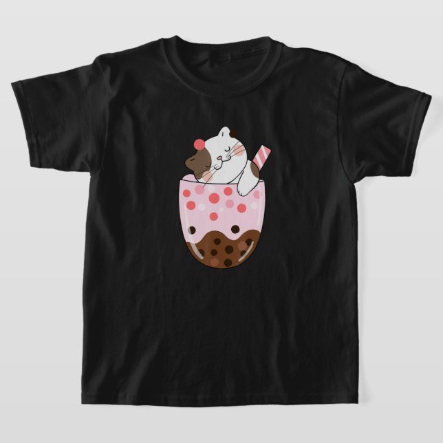 Camiseta Boba Tea Cat Bubble Tea Kawaii Anime Japonesa (Postura )