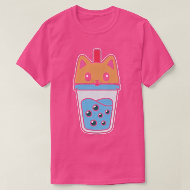 Camiseta Boba Tea Cat Buble Tea Kawaii Anime Japanese Neko  (Frente do Design)