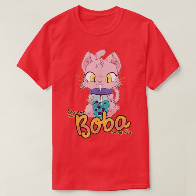 Camiseta Boba Tea Cat Funny Bubble Tea (Frente do Design)