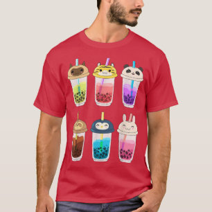 Camiseta Boba Tea Cat Panda Sloth Bubble Tea Kawaii Anime J