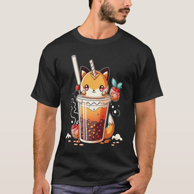 Camiseta Boba Tea  Chibi Bubble Tea Fox (Frente)