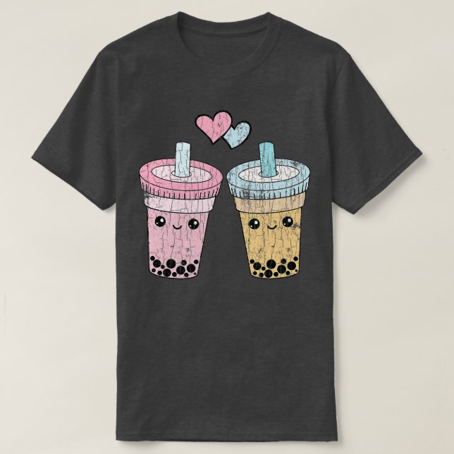 Camiseta Boba Tea Couples Funny Bubble Milk Lover Graphic P (Frente do Design)