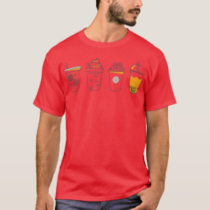 Camiseta Boba Tea Cups Bubble Tea Cute Kawaii Logotipo anim