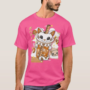 Camiseta Boba Tea Cute Cat Bubble Tea Kawaii Anime Japonês