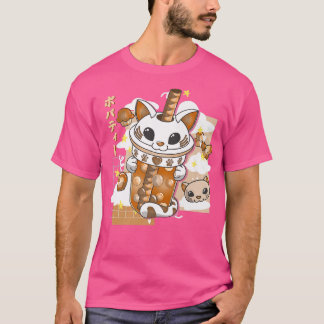 Camiseta Boba Tea Cute Cat Bubble Tea Kawaii Anime Japonês